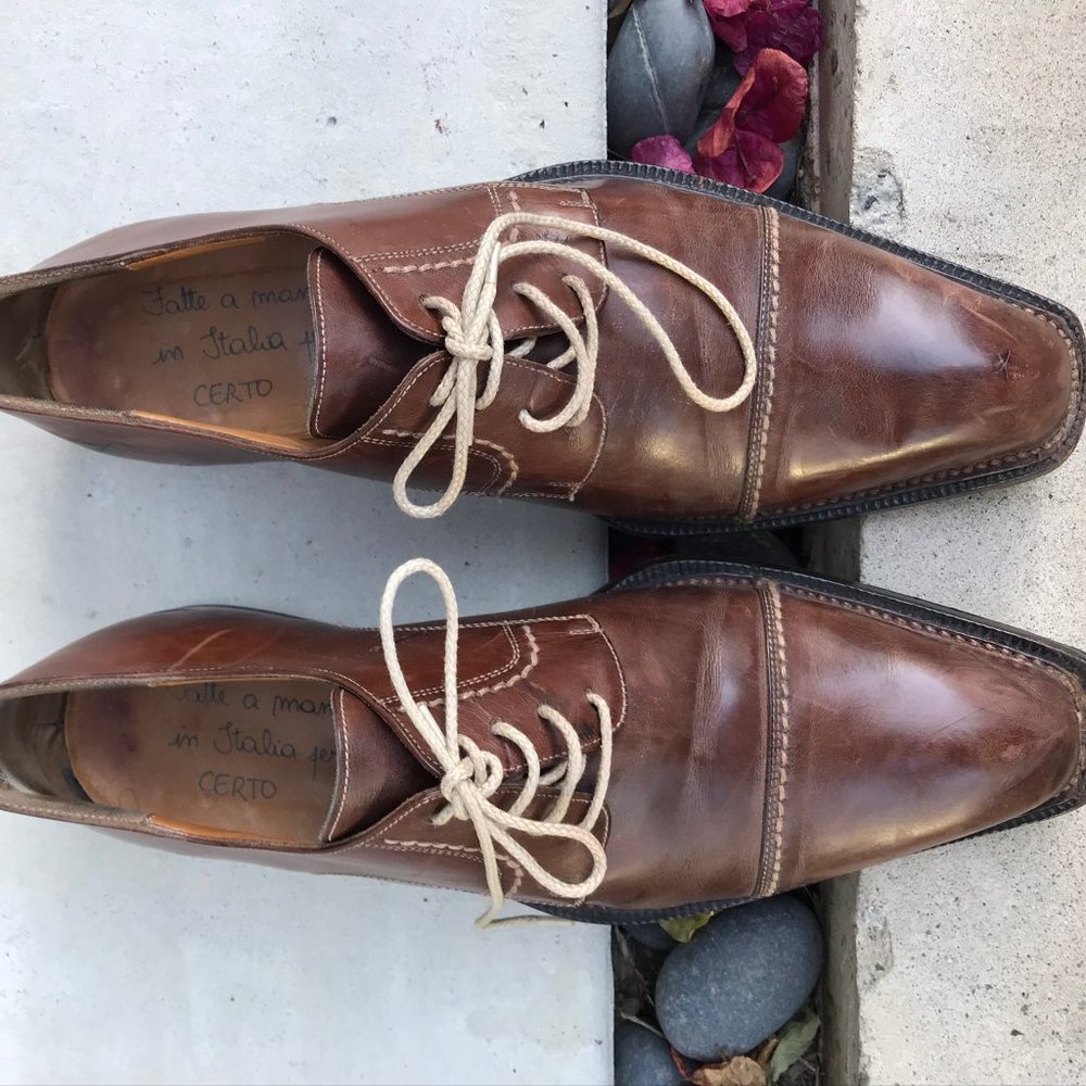 Santoni Leather Lace Up Loafers